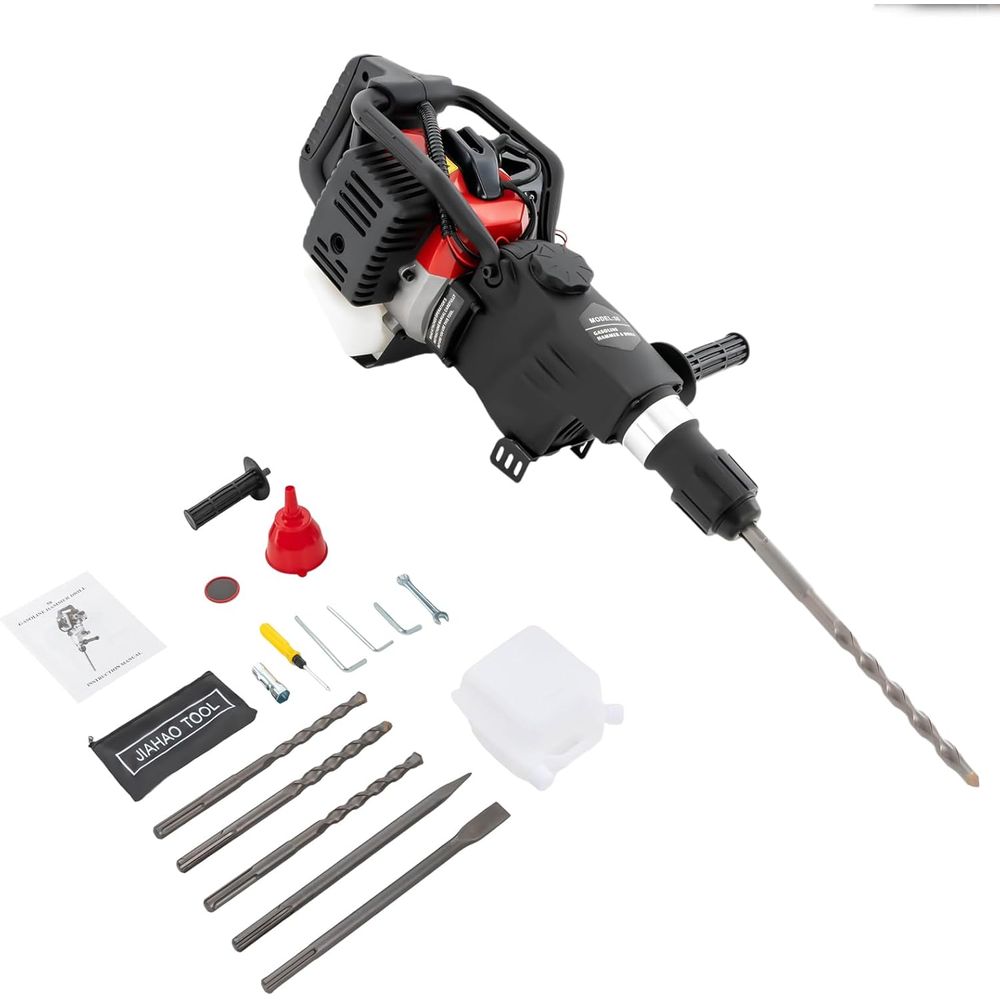 Concrete Breaker Demolition - 3-in-1 32.6CC Gas Hammer Drill with