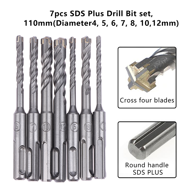 Concrete Breaker Demolition - 7Pcs SDS Plus Drill Bit Concrete